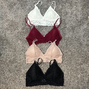 SHEIN Lace Bralette Set - White, Red, Pink, Black
